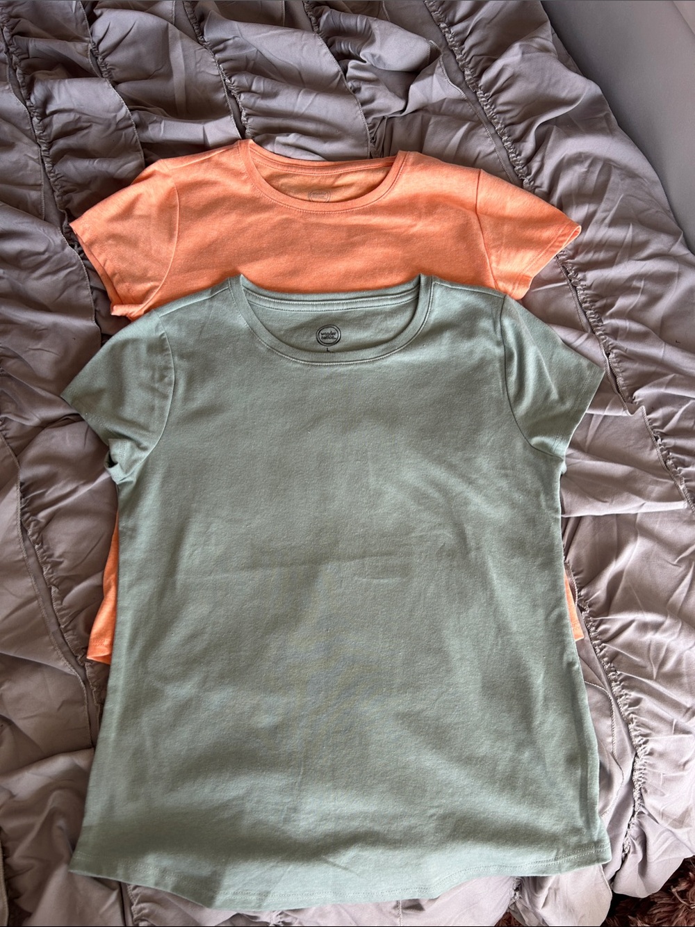 Wonder Nation Kids Short Sleeve Tee Set - Mint Green & Peach size 10-12